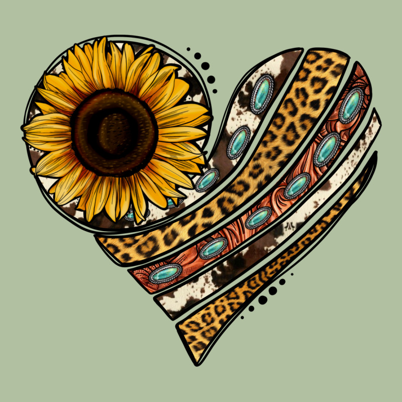 Western Sunflower Leopard Cowhide Heart Urban Hoodie by Jasminsmagicworld | Teevron