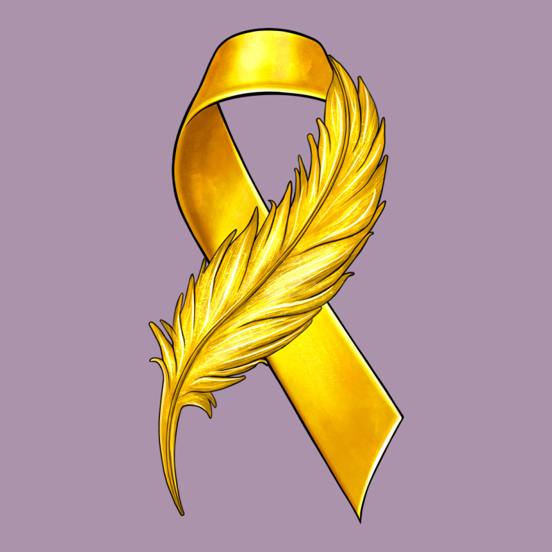 Childhood Cancer Ribbon With Feather Heavyweight Hoodie by texasbilliewilder | Teevron