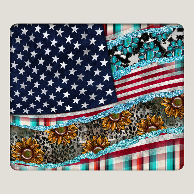 American Flag Mouse Pad Heavy Core Tee by CowhideDigitalArt | Teevron