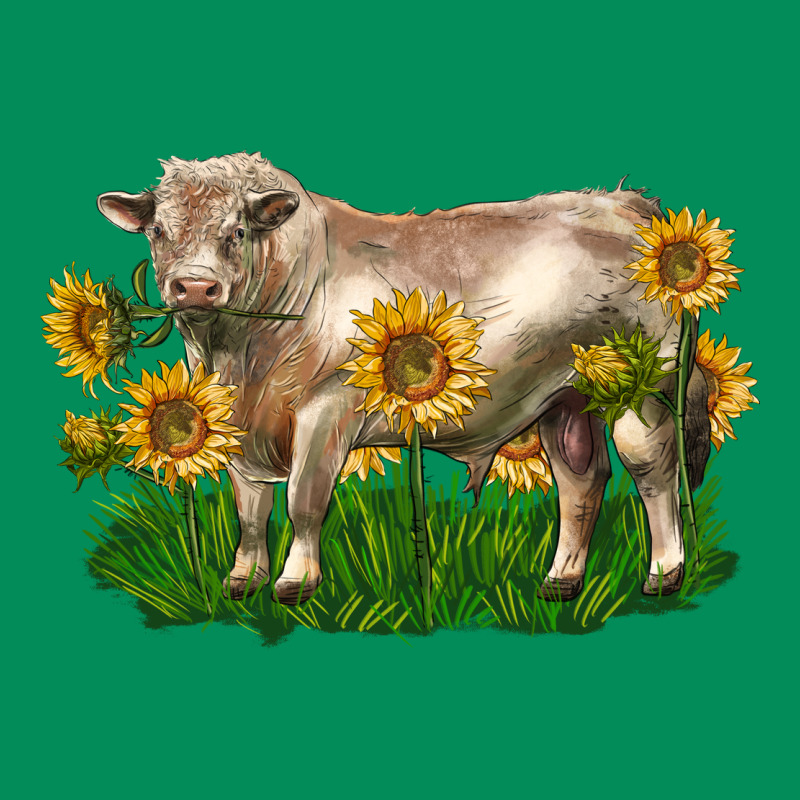 Charolais Bull With Sunflowers Urban Hoodie by LillyAllenDesigns | Teevron