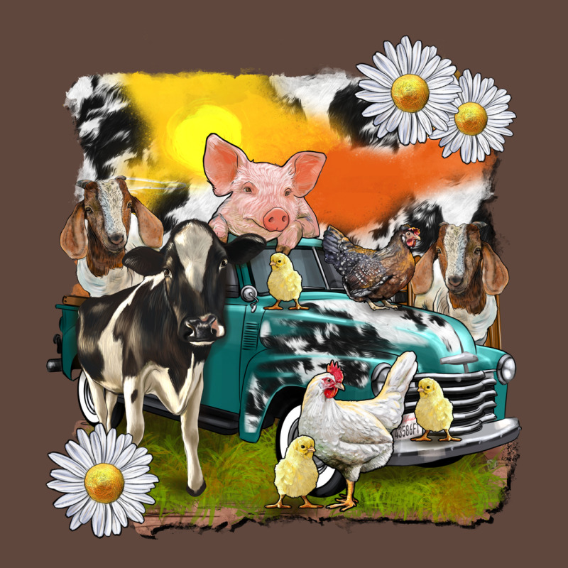 Cowhide Farm Truck With Farm Animals Classic Tee by texasbilliewilder | Teevron