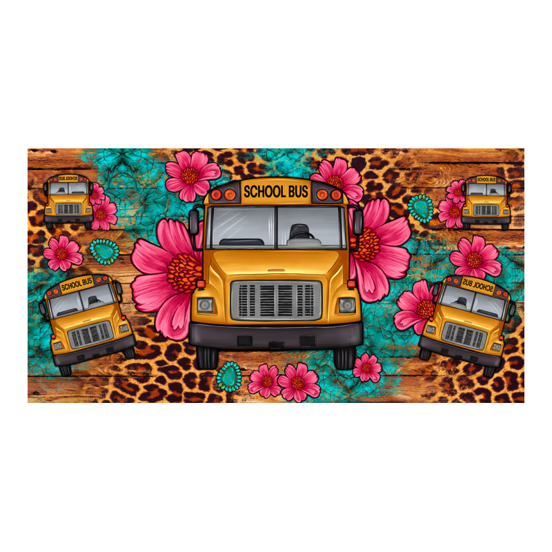 School Bus Leopard Gemstone License Plate Urban Heavy Tee by Artiststas | Teevron