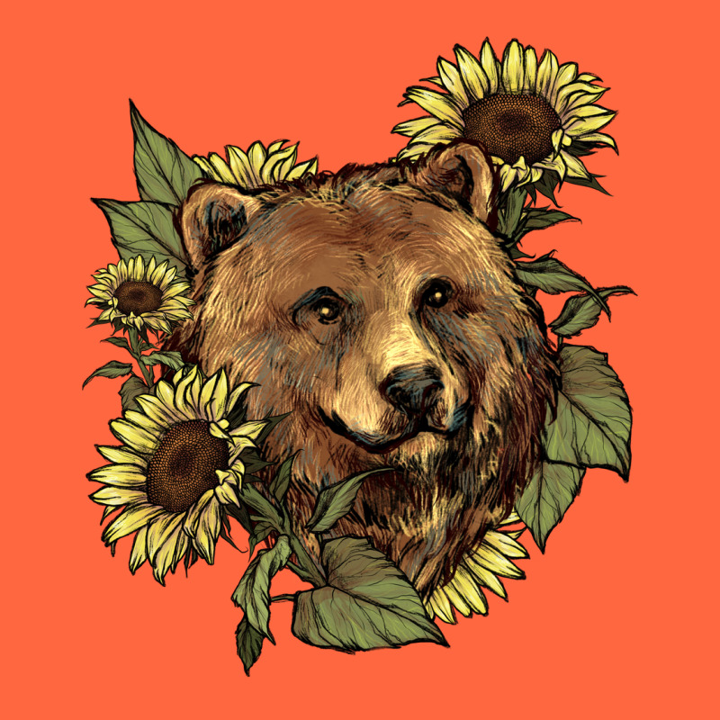 Bear Head Sunflowers Premium Hoodie by NancyCooperArtShop | Teevron