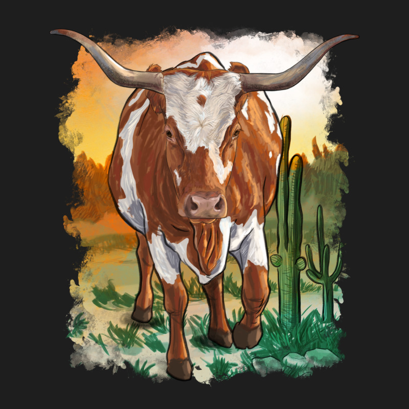 Longhorn Cow With Desert Background Heavyweight Hoodie by RanaPortraitStore | Teevron