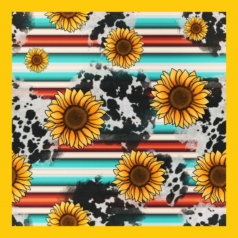 Serape Cowhide Sunflowers Seamless Pattern 12inch Premium Hoodie by Jasminsmagicworld | Teevron