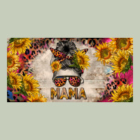 Mess Bun Mama With Sunflowers And Colorful Leopard License Plate Ladies Tee | Teevron