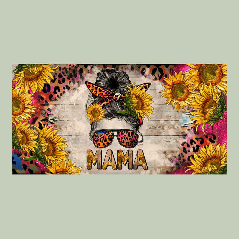 Mess Bun Mama With Sunflowers And Colorful Leopard License Plate Ladies Tee by BarkalooDesign | Teevron