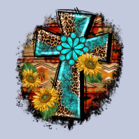 Western Turquoise's Leopard Cross  Wooden Aztek Sunflowers Background Long Sleeve Tee | Teevron
