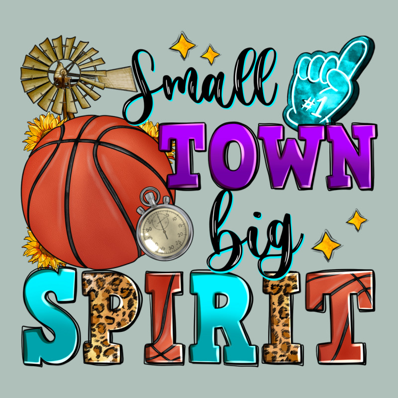 Small Town Big Spirit Basketball Heavyweight Hoodie by Zillion Design Studio | Teevron