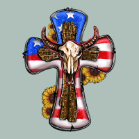 American Flag Cross Cow Skull Sunflowers Heavyweight Hoodie | Teevron