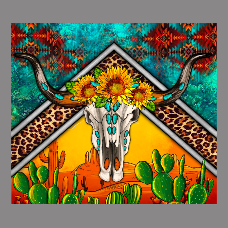 Western Sunflowers Longhorn Bull Skull Vintage Tee by Artiststas | Teevron