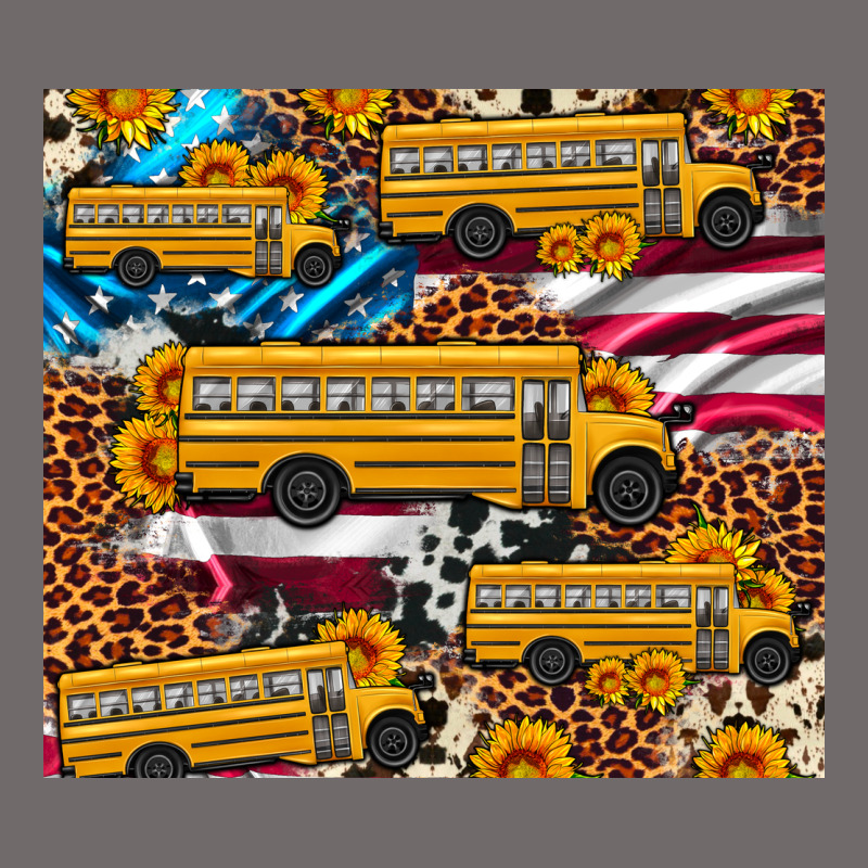 School Bus American Flag Sunflower Cowhide Leopard Urban Heavy Tee by Artiststas | Teevron