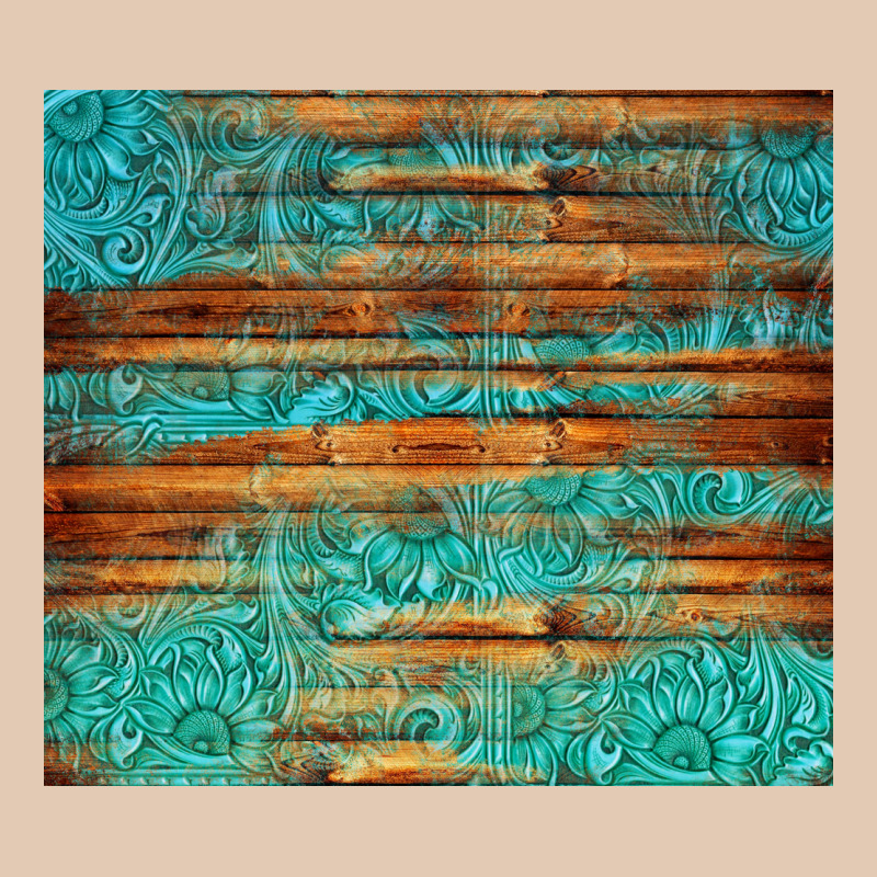 Turquoise  Leather And Wooden Pattern Tumbler Urban Hoodie by Jasminsmagicworld | Teevron