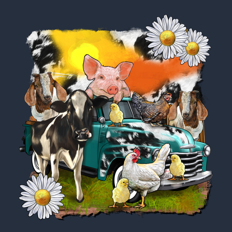 Cowhide Farm Truck With Farm Animals Zipper Hoodie by texasbilliewilder | Teevron