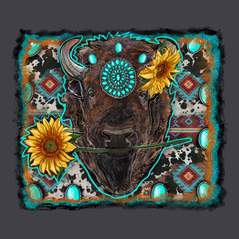 American Bison Wıth Sunflower And Gemstone Heavyweight Hoodie by RanaPortraitStore | Teevron