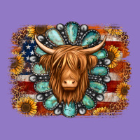 American Flag Sunflowers Highland Cow Turquoise Background Urban Hoodie | Teevron