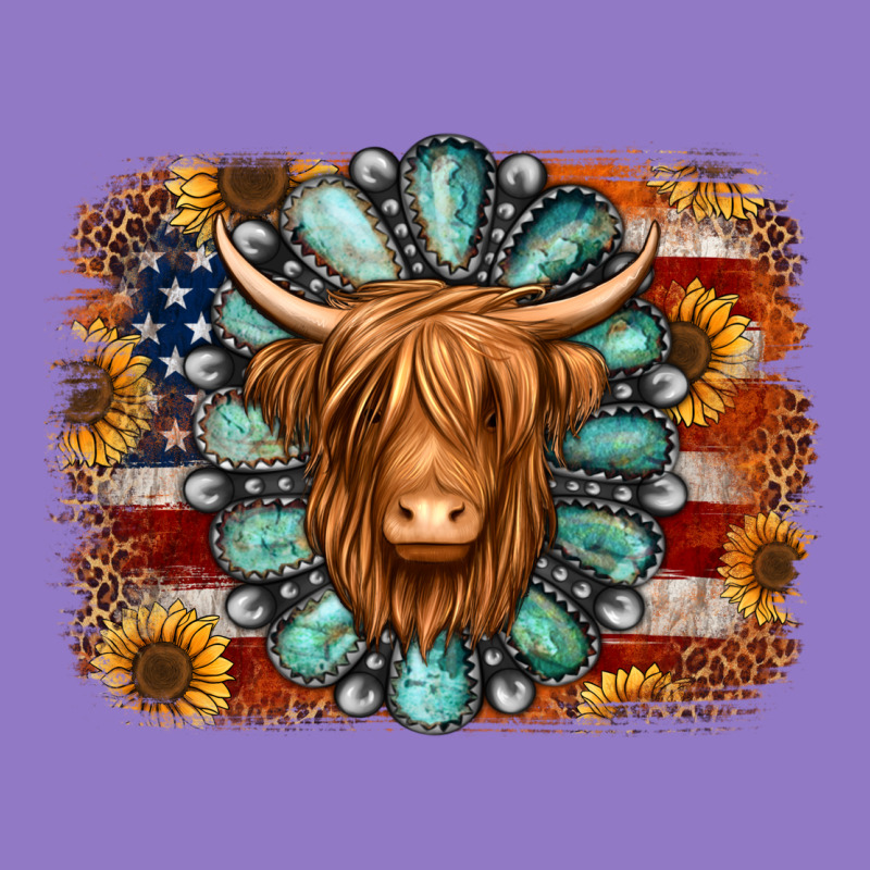 American Flag Sunflowers Highland Cow Turquoise Background Urban Hoodie by Jasminsmagicworld | Teevron