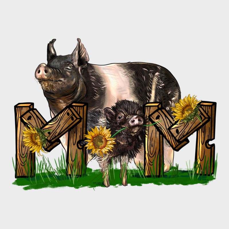 Western Mom With Hampshire Pig And Baby Pig Urban Hoodie by LillyAllenDesigns | Teevron