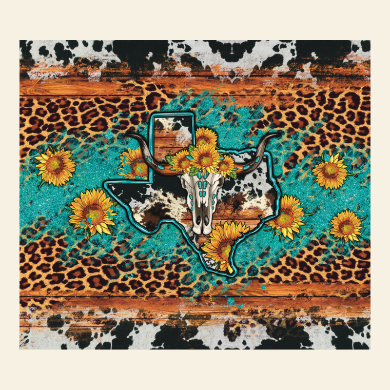 Bull Skull Texas Map Sunflower Leopard Cowhide Vintage Tee by Artiststas | Teevron