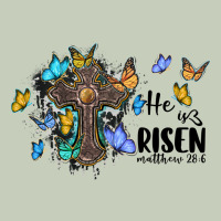 He Is Risen Matthew 28 6 Cross With Butterflies Cowhide Background Long Sleeve Tee | Teevron