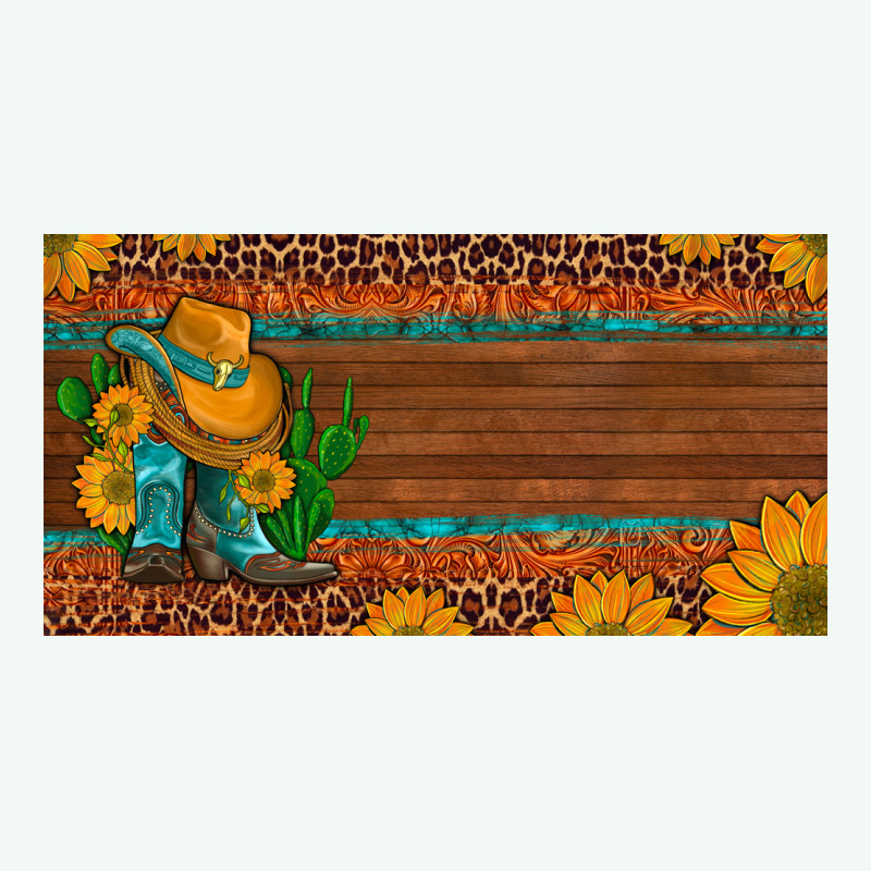 Custom Cowboy Boots Sunflowers And Cactus License Plate Premium Hoodie by Artiststas | Teevron