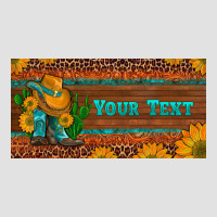 Preview Custom Cowboy Boots Sunflowers And Cactus License Plate Premium Hoodie | Teevron