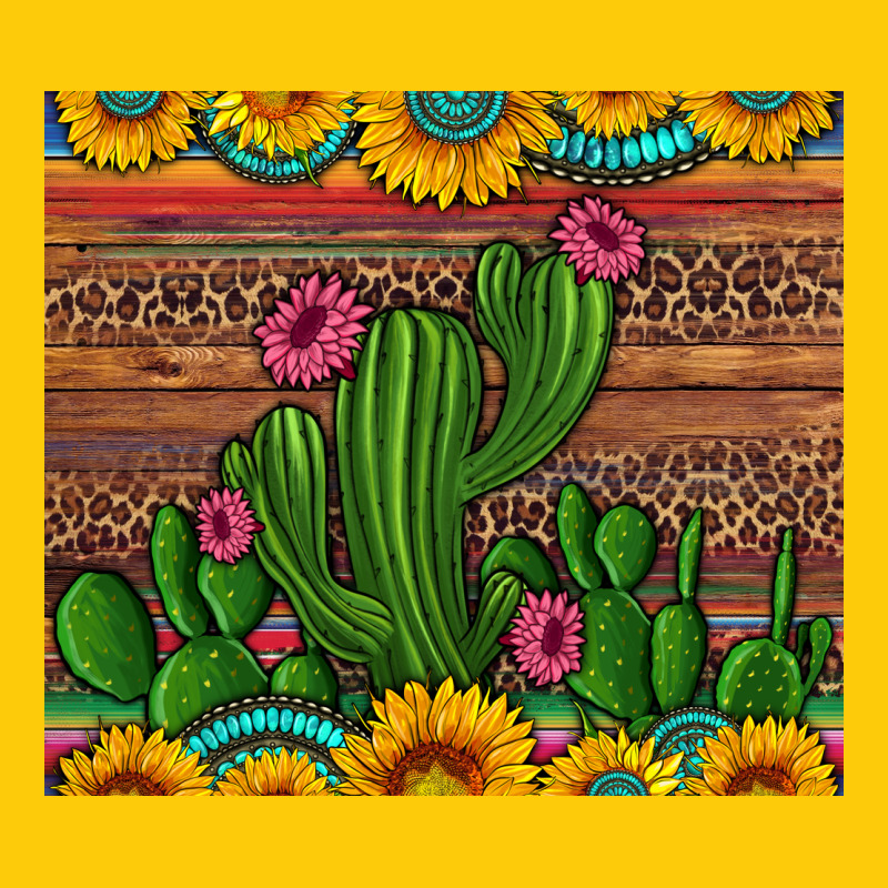 Sunflowers Turquoise Serape Cactus Tumbler Premium Hoodie by Artiststas | Teevron