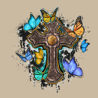 Cross With Butterflies Cowhide Background Long Sleeve Tee | Teevron