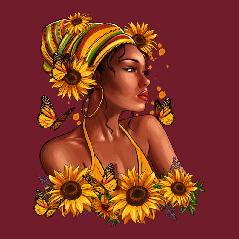 Afro American Woman Sunflowers Zipper Hoodie by RanaPortraitStore | Teevron