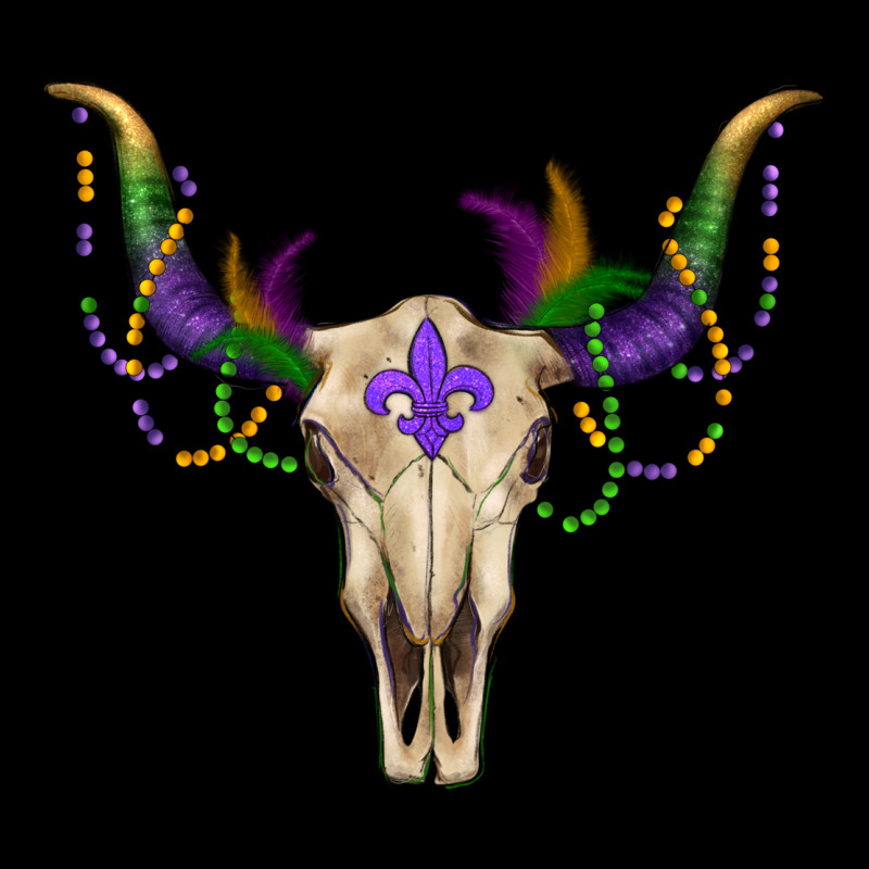 Mardi Gras Bull Skull Zipper Hoodie by RanaPortraitStore | Teevron