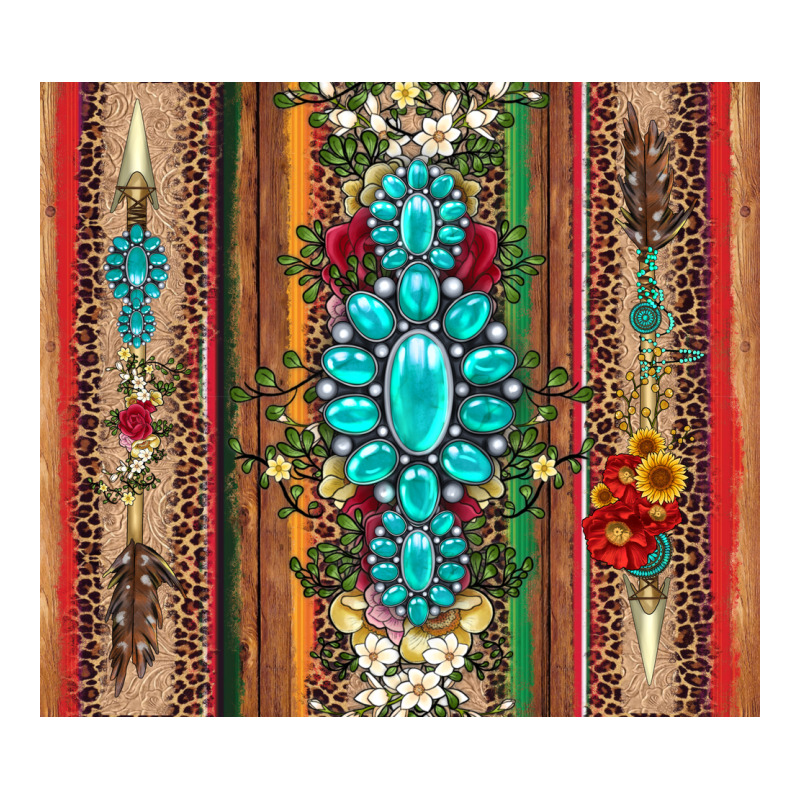 Gemstone Flowers Arrow With Leopards And Serape Premium Hoodie by Artiststas | Teevron