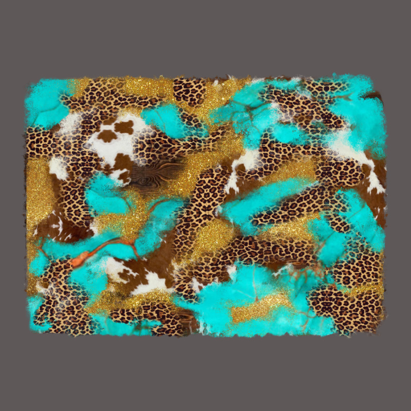 Western Turquoise Leopard And Cowhide Background Premium Hoodie by Artiststas | Teevron