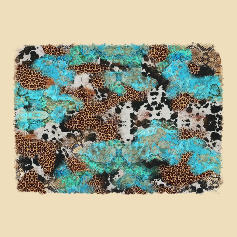 Western Cowhide And Leopard With Turquoise Background Premium Hoodie by Artiststas | Teevron