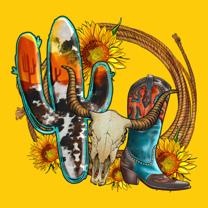 Western Cactus Bullskull And Boots With Sunflowers And Serape Leopard Premium Hoodie by Artiststas | Teevron