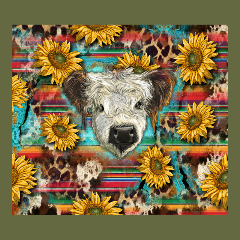 White Scottish Calf And Sunflowers Long Sleeve Tee by BarkalooDesign | Teevron