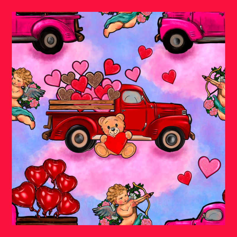 Valentines Day Truck And Cupid In The Sky Seamless Pattern Classic Tee by BundleAndBundleShop | Teevron