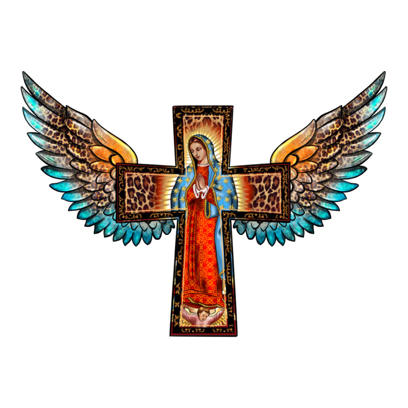 Our Lady Of Guadalupe Cross With Wings Long Sleeve Tee by BarkalooDesign | Teevron