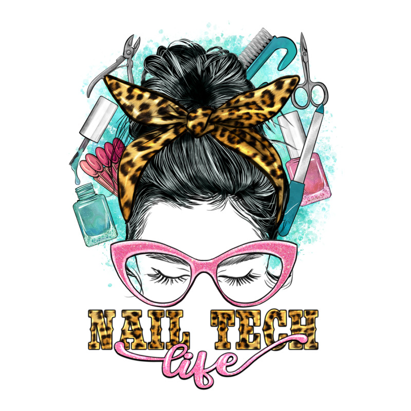 Nail Tech Life Messy Bun Ladies Tee by BarkalooDesign | Teevron