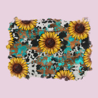Western Sunflowers Turquoise Cowhide Background Classic Tee | Teevron