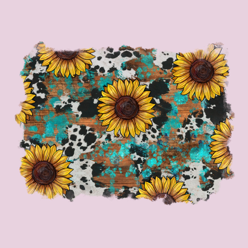 Western Sunflowers Turquoise Cowhide Background Classic Tee by RanaPortraitStore | Teevron