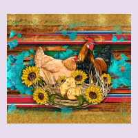 Western Coop Animals Farm Chicken Chick Rooster Sunflowers Wooden Sera Premium Hoodie | Teevron