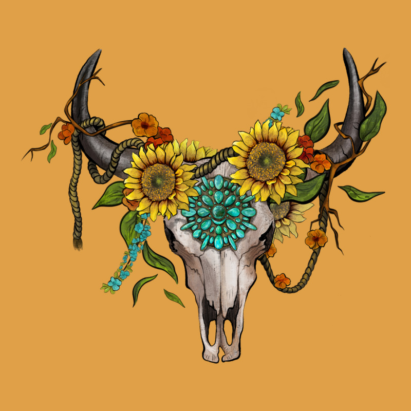 Boho Bullskull With Sunflower And Gemstone Premium Hoodie by Artiststas | Teevron