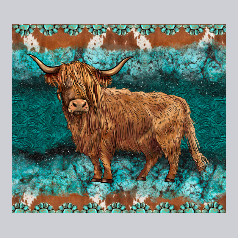 Turquoises Gemstones Cowhide Highland Cow Urban Hoodie by BarkalooDesign | Teevron