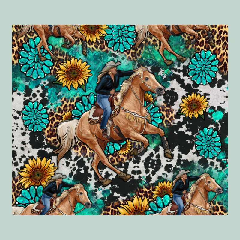 Cowgirl Sunflower Turquoise Zipper Hoodie by RanaPortraitStore | Teevron