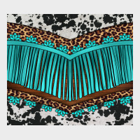 Western Cowhide Leopard Turquoise Fringed Urban Hoodie | Teevron