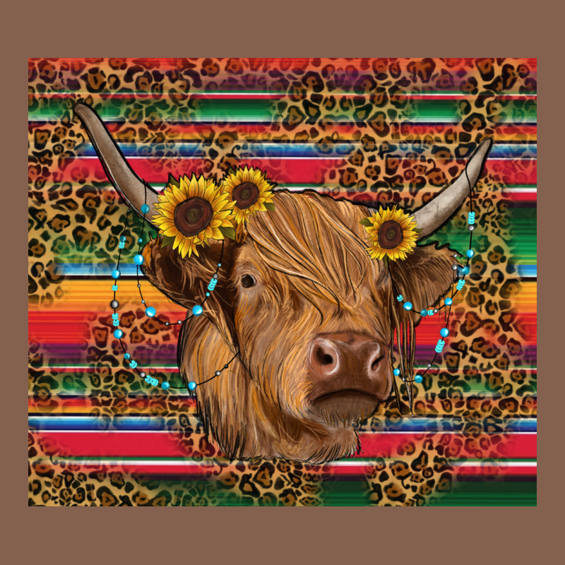 Serape Leopard Turquoise Sunflowers Cow Zipper Hoodie by RanaPortraitStore | Teevron