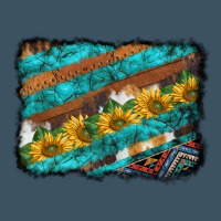 Western Aztec Sunflowers Turquoise Cowhide Background Urban Hoodie | Teevron
