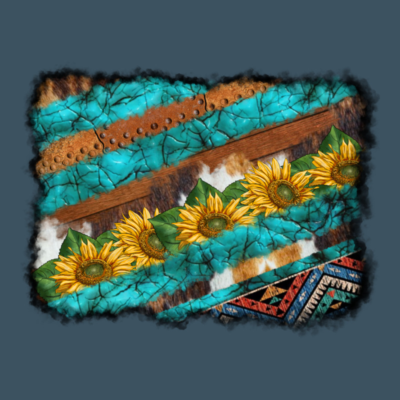 Western Aztec Sunflowers Turquoise Cowhide Background Urban Hoodie by BarkalooDesign | Teevron
