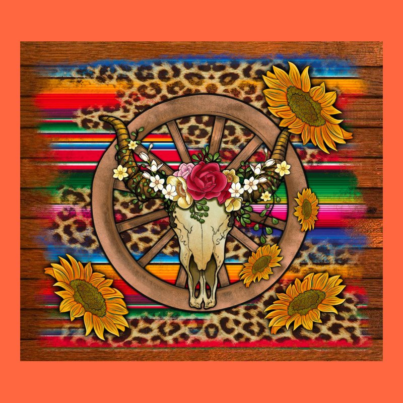 Serape Sunflowers Bull Skull Background Premium Hoodie by Artiststas | Teevron