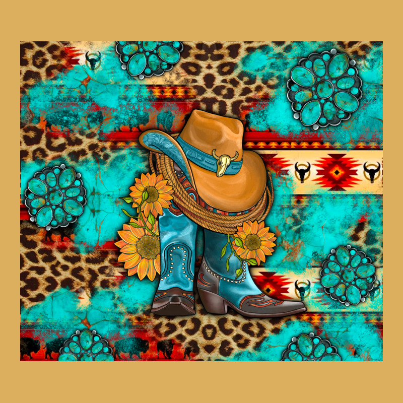Cowboy Boots With Turquoise And Aztec Premium Hoodie by Artiststas | Teevron